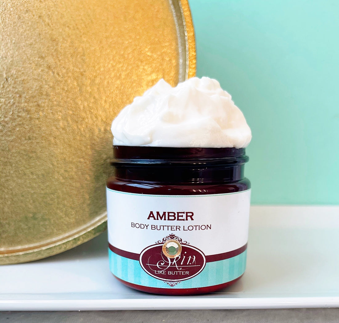 SWEET AMBER VANILLA scented thick luxurious Body Butter in 2 oz to 16 oz jars or bottles