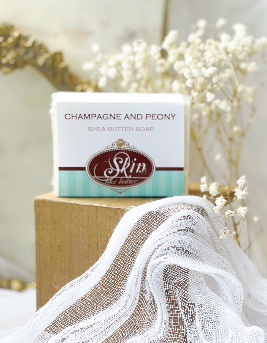 CHAMPAGNE AND PEONY Skin Like Butter - Shea Butter 4 oz Soap Bar