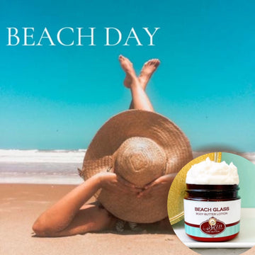 BEACH DAY scented Body Butter in an amber  2, 4, 8, or 16 oz bottle or jar