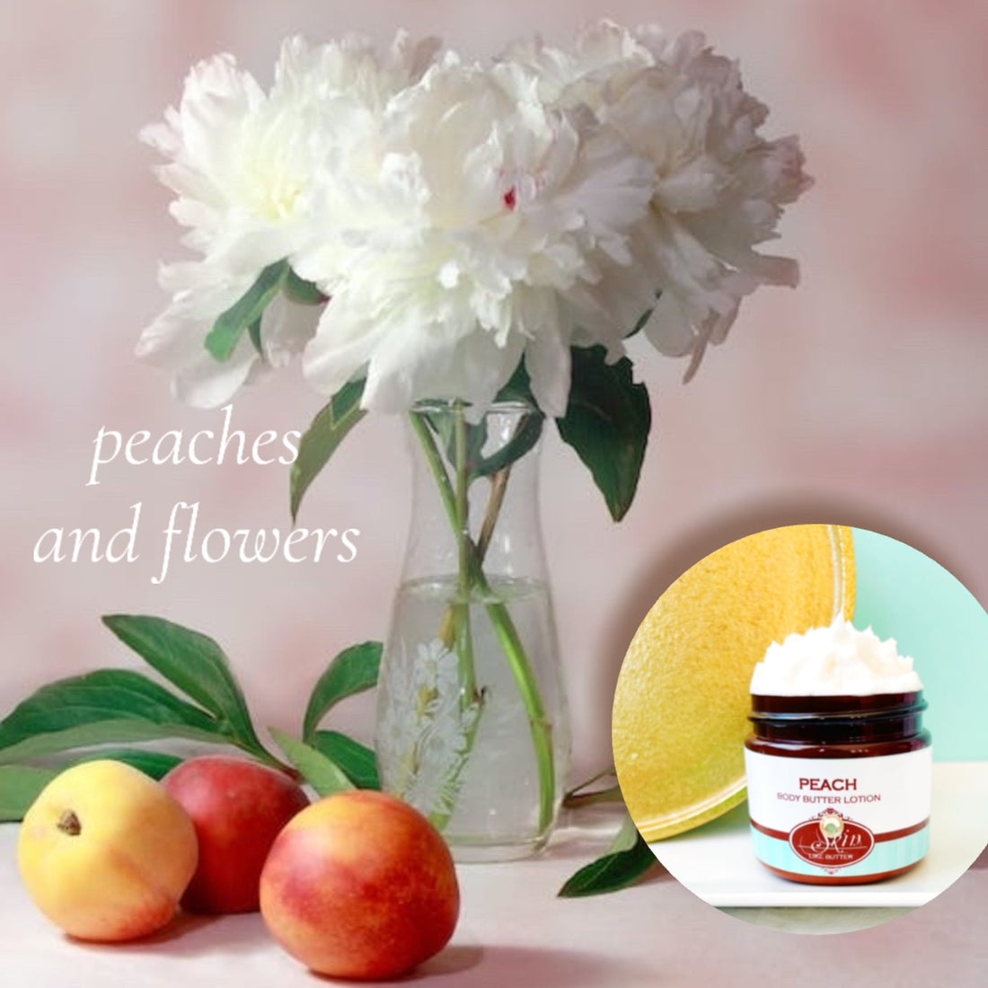 PEACHES AND FLOWERS  scented water free, vegan non-greasy Body Butter Lotion