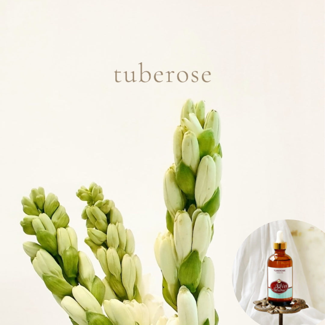 TUBEROSE - Scented Shea Oil - in 4oz amber bottles, skin moisturizer