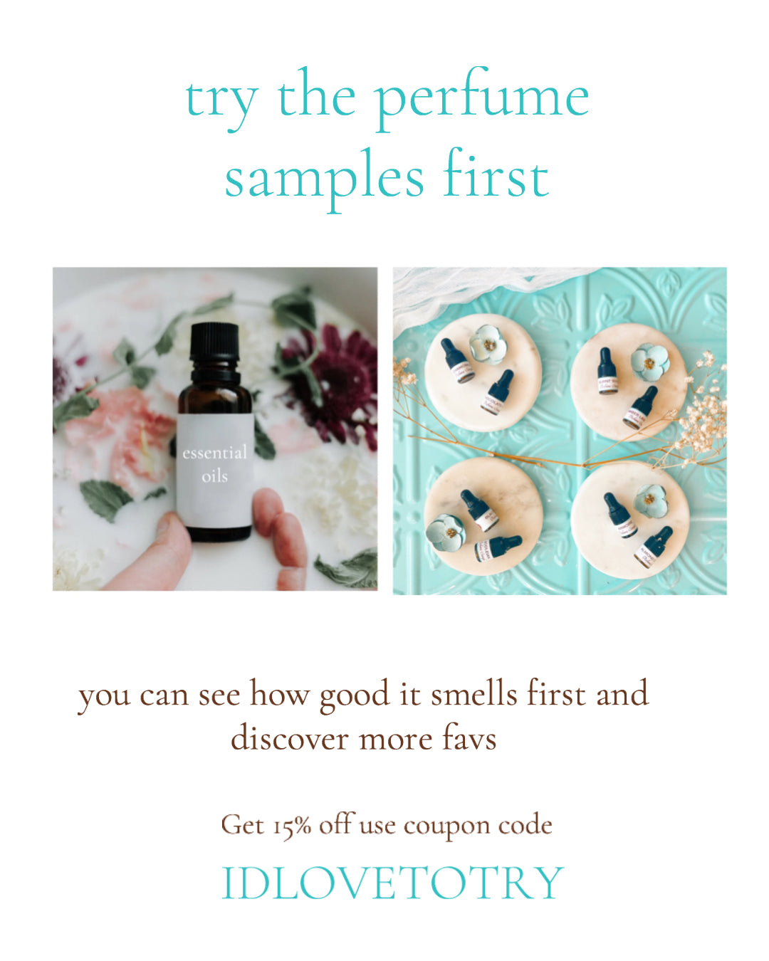 PERFUME SAMPLE SET -7 piece ESSENTIAL OIL Scents Collection, plus 3 Free Samples