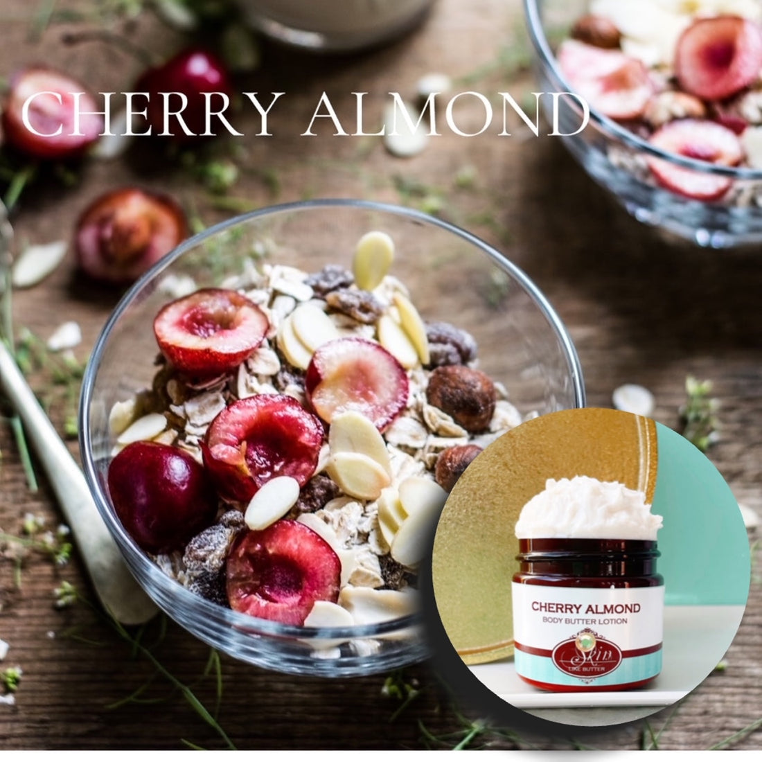 CHERRY ALMOND  scented Body Butter, waterfree and non-greasy, vegan