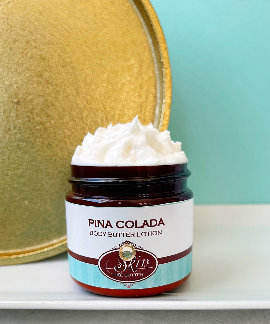 PINA COLADA scented Body Butter in an amber  2, 4, 8, or 16 oz bottle or jar