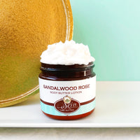 SANDALWOOD ROSE scented Body Butter in an amber  2, 4, 8, or 16 oz bottle or jar