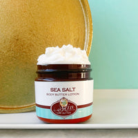 SEA SALT  scented Body Butter in an amber  2, 4, 8, or 16 oz bottle or jar