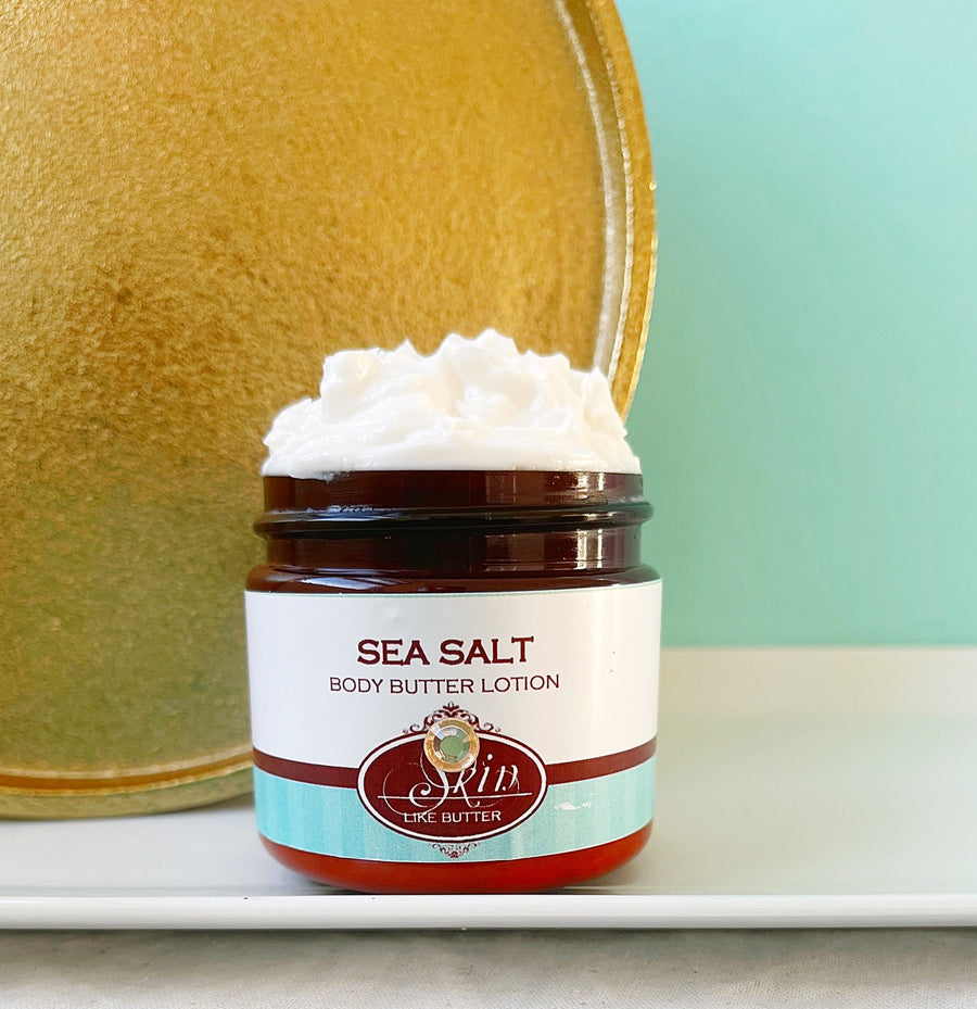 SEA SALT  scented Body Butter in an amber  2, 4, 8, or 16 oz bottle or jar