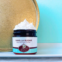 VANILLA SUGAR scented Body Butter in an amber  2, 4, 8, or 16 oz bottle or jar
