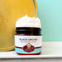 BLACK ORCHID scented Body Butter in an amber  2, 4, 8, or 16 oz bottle or jar