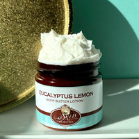 EUCALYPTUS LEMON scented Body Butter in an amber  2, 4, 8, or 16 oz bottle or jar