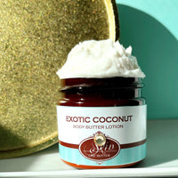 EXOTIC COCONUT scented thick luxurious Body Butter in 2 oz to 16 oz jars or bottles