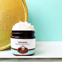 HAVANA  scented Body Butter in an amber  2, 4, 8, or 16 oz bottle or jar