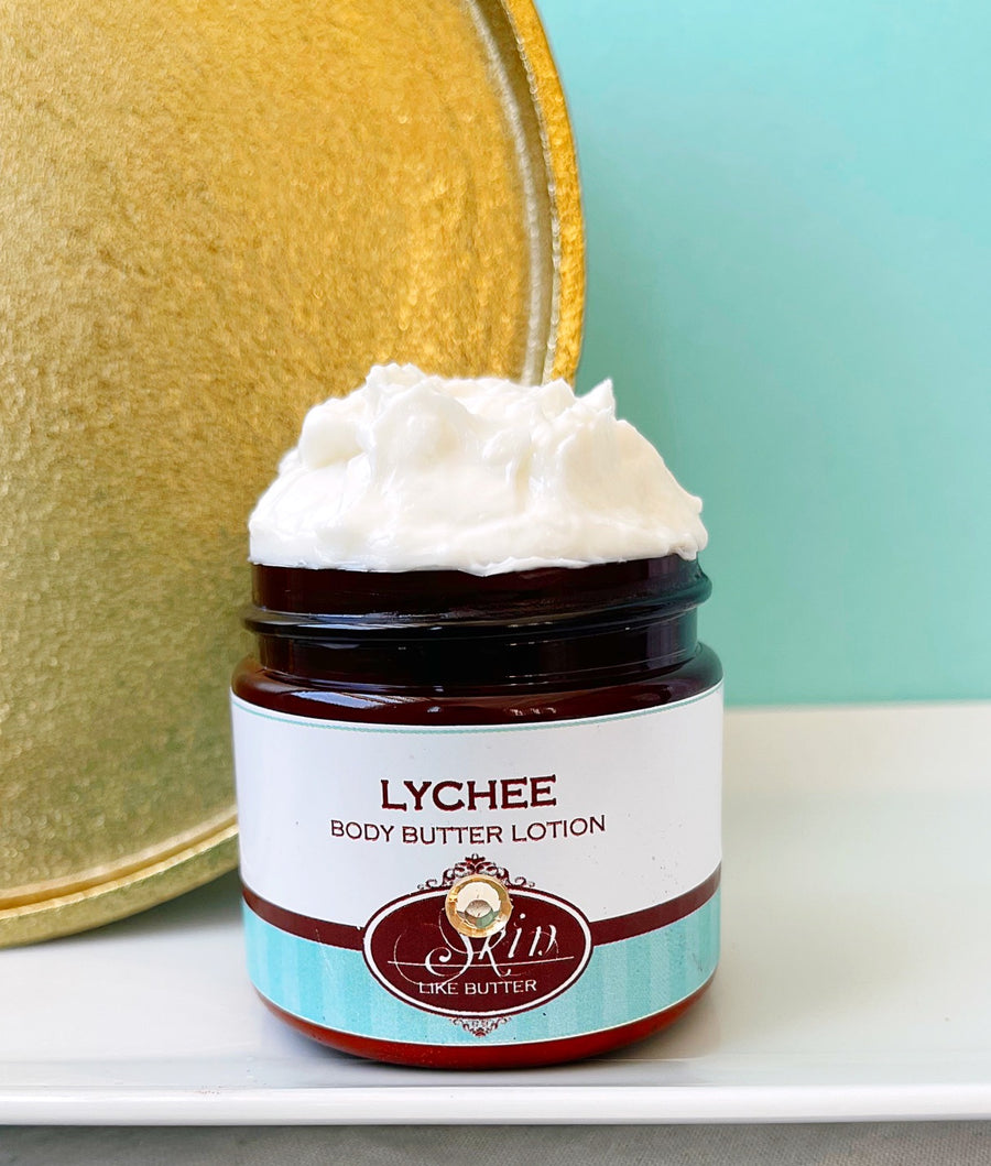 LYCHEE scented Body Butter in an amber  2, 4, 8, or 16 oz bottle or jar